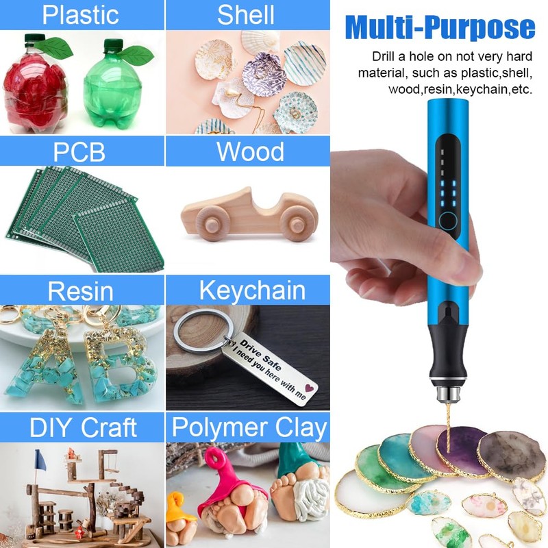3-Speed Cordless Mini Drill Pen With 8 Small Drill Bits,Rechargeable