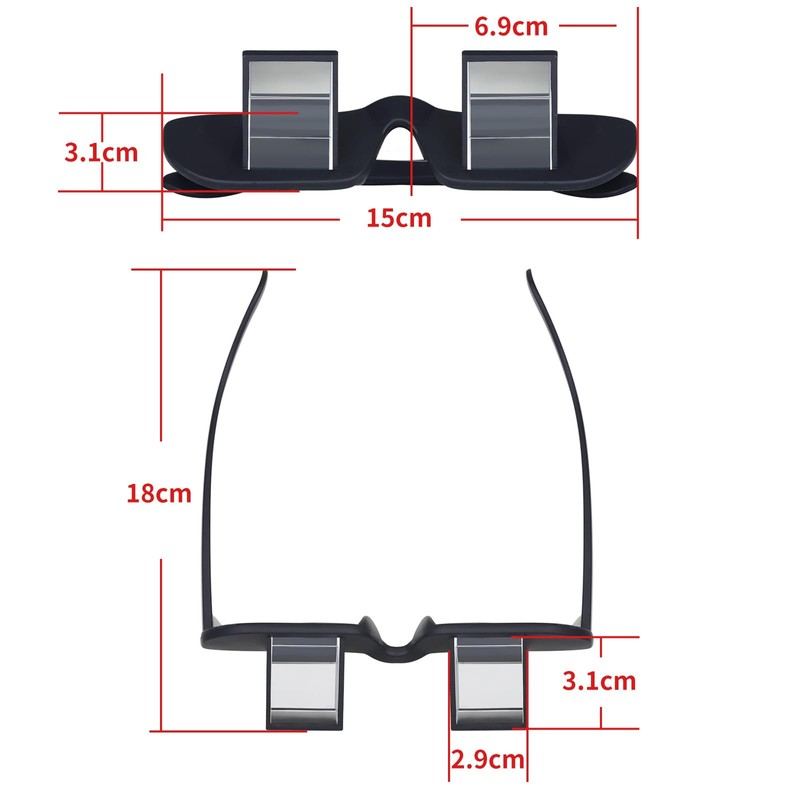 okcsc Horizontal Lazy Glasses 90°Angle Lying Down Bed Reading Prism