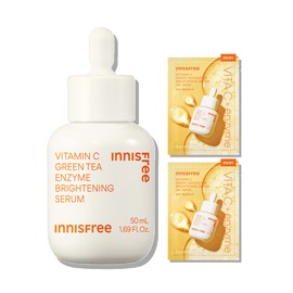 Innisfree [사은품 증정] (대용량) 비타C 그린티 엔자임 잡티 토닝 세럼 50mL 2개 + 겔 마스크 4매 [Gift with Purchase] (Large Size) Vita C Green Tea Enzyme Spot Toning Serum 50mL x 2 + Gel Mask x 4