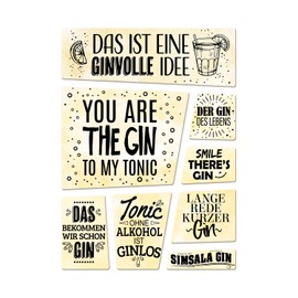 Alcohol Fridge Magnets Set of 8 with Sayings About Gin Tonic Party Cocktail