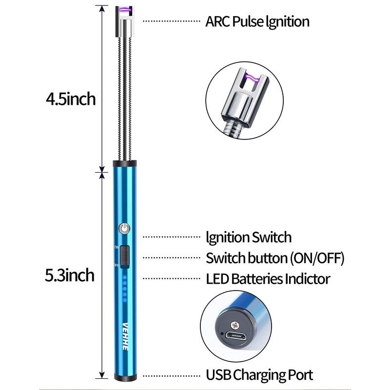 VEHHE Rechargable Lighter, Electric USB with LED Battery Display Safety