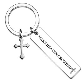 OZUEMUL Make Heaven Crowded Keychain Christian Keychain Gifts for Women Men Jesus Religious Catholic Faith Based Keychains Car Keychains for Birthday Christmas