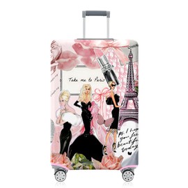 Vehcimbev Street Fashion Girl Travel Luggage Cover Take Me to Paris Travel Suitcase Cover Anti-scratch Suitcase cover Fits 22-24 Inch Luggage Cover