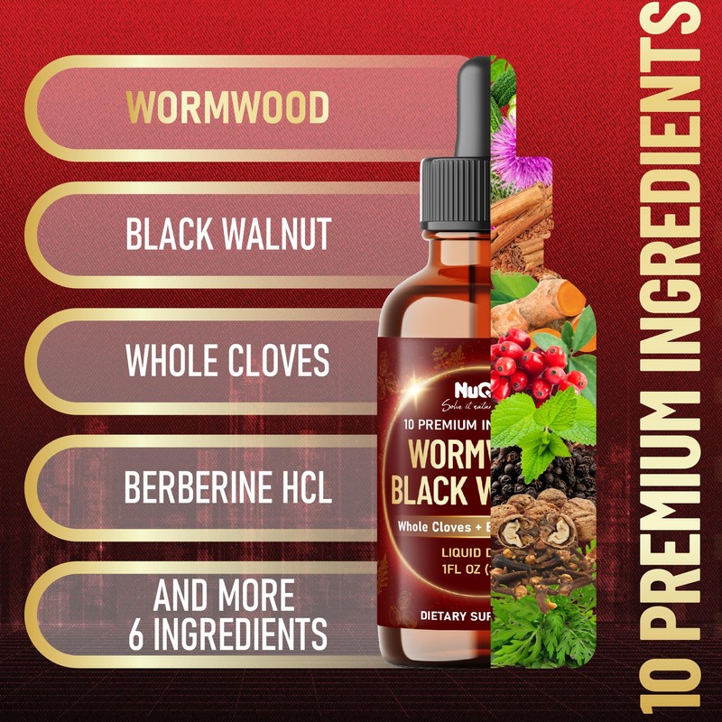 10in1 Wormwood Liquid Drops with Wormwood, Black Walnut, Whole Cloves,