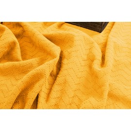 BELIZZI HOME 100% Cotton Bed Blanket, Breathable Thermal Blanket Full -Queen Size, Soft Chevron 90 inch x90 , Perfect for Layering Any All Season, Mustard Yellow