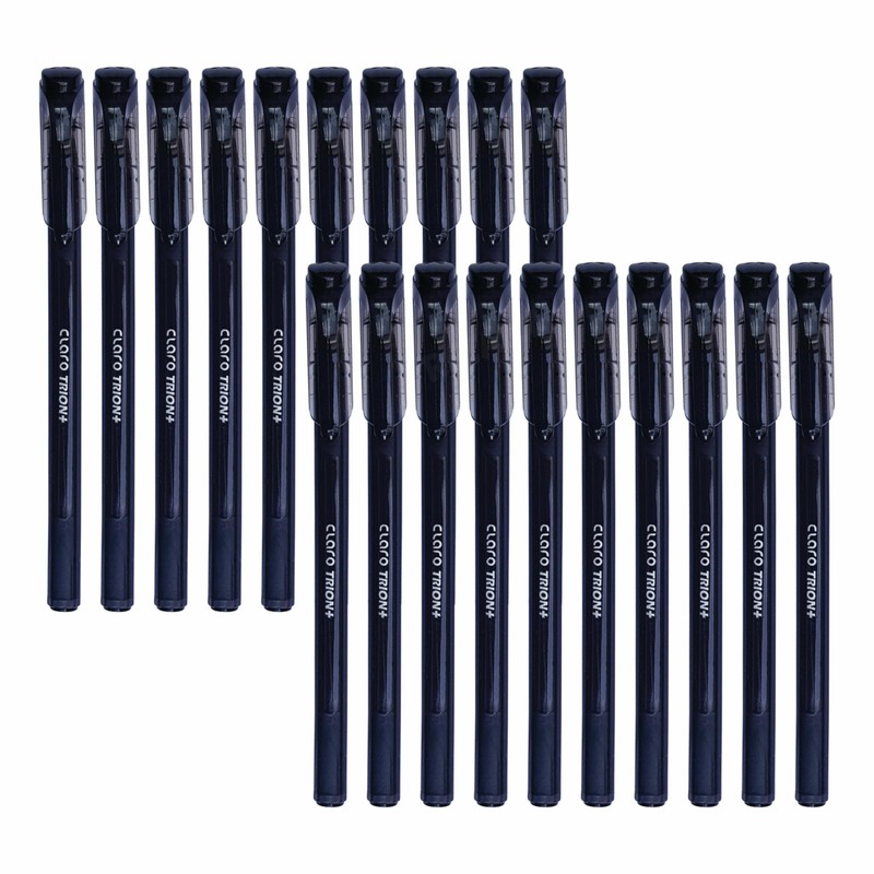 CLARO Trion+ Ballpoint Pens, BLACK, Medium Point (1.0mm), Pack of