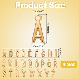 sourcing map A-Z Letter Charm, 4Set/104pcs Alphabet Pendants Initial Letter Charm Set for DIY Bracelet Necklace Pendants Earring Jewelry, Bronze, Red Bronze, Rose Gold, K Gold