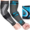 beister Compression Arm Sleeves with Elastic Strap for Men & Women (Pairs), Elbow Braces, 20-30 mmhg Non-Slip Breathable Thick Full Arm Supports for Tennis Elbow, Workouts, Arthritis,Lymphedema,DVT