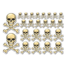 A5 Sticker Sheet Crossbones Vinyl Stickers - Skull Jolly Roger Pirate Flag Scrapbooking Decoration Label Friend Girls Boys Aesthetic #34040