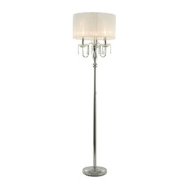 Deco 79 Metal Floor Lamp with Dangling Crystals, 16" x 16" x 63", Silver