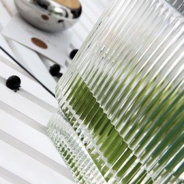 Dinyeo Oval Ribbed Vase Glass Fluted Vase Clear for Flower Home Centerpieces Decor