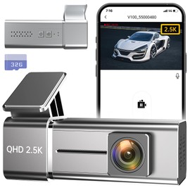 Dash Cam WiFi QHD 1440P Car Camera, E-YEEGER Front Dash Camera for Cars, 2K Mini Dashcams, Night Vision, USB-C, G-Sensor, Loop Recording, 24H Parking Mode, Free 32G SD Card, Support 256GB Max (Silver)