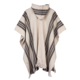 Gamboa Alpaca Hooded Poncho for Men Handmade Poncho - Cape White