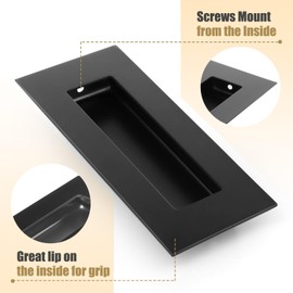 HBL' 6 Pack | 6 Inch Pocket Door Pull Handles, 304 Stainless Steel Sliding Barn Door Handle, Recessed Finger Pull for Closet Door and Large Drawer, Black.