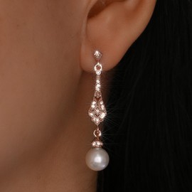 Pearl Drop Earrings for Women Wedding Bride Pearl Dangle Drop Earrings Trendy Jewelry Gifts