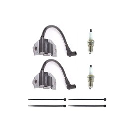 lgnition Coil with Spark Plug 2 PACK 21171-0743 fit for Kawasaki FR691V FR730V FR541V FR651V FR60OV FS FX Series Lawn Mower Engines KM 21171-0743 21171-0711