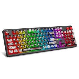 E-YOOSO Wireless Mechanical Keyboard Creamy, Bluetooth/2.4GHz/USB-C Wired, Hot Swappable Pre-Lubed Linear Switches, RGB Backlit, Cyber Mecha Style, Full Size Custom Gaming Keyboard for PC/Mac