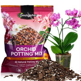 Omitgoter Organic Orchid Potting Mix 1qt, Mixture of Orchid Bark and Perlite, Specifically Formulated for Orchids