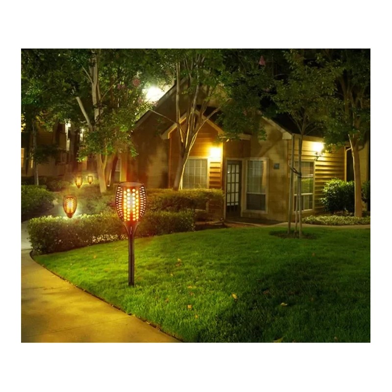 Newbeegoods 4 Pack Solar LED Flame Lamp Flickering Torch Light