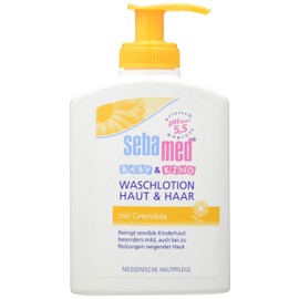 Sebamed Baby & Kind Waschlotion Haut & Haar mit Calendula 200 ml, reinigt sensible Kinderhaut besonders mild, auch bei zu Reizungen neigender Haut