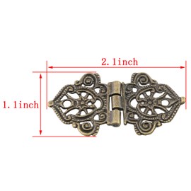 HJ Garden 4pcs Antique Decorative Hinges Bronze Printing Zinc Alloy Hinge Jewelry Box Hardware for Furniture Vintage Wooden Cases Cabinets Gift Boxes Toolbox Jewelry Boxes