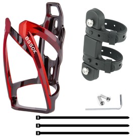 BSSOK Plastic Bicycle Bottle Holder, Water Bottle Holder, Lightweight, Durable PC Drink Holder for Bicycle, MTB, Road Bike, Mountain Bikes (Black/Red)