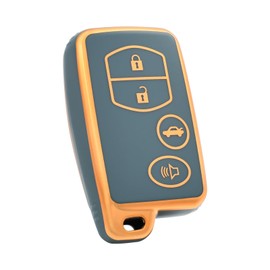 OFF WE GO for Toyota Key Fob Cover, Soft TPU Protection Key Fob Case Fit for Toyota Camry Corolla RAV4 Avalon Highlander Prius Venza Smart Remote Car Key Holder Accessories (Gold Blue)