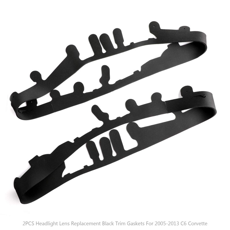 Areyourshop Headlight Lens Replacement Black Trim Gaskets for 2005-2013 C6
