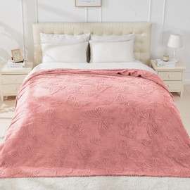 GIOKARNNA Throw Blankets with Butterfly,Soft Warm Blankets for Lover Mom Father Friends Gifts Pets,Lightweight Fuzzy Blanket for Couch Sofa Bed(Pink,50"x60")