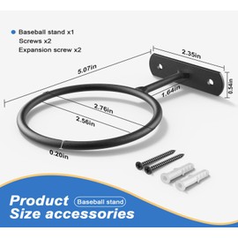 ASZUNE 2 Pack Black Wall Mount Baseball & Softball Display Holders Bulk