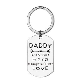 Fathers Day Presents for Dad Keychains from Daughter Son Thanks Gifts for Daddy Birthday Gifts Key Ring (First Love)
