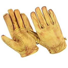 BOSmoto Leather Motorcycle Gloves Retro Old-School Cafe Racer Chopper Black, s, beige