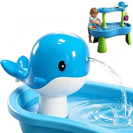 Water Table Pump - Whale Rechargeable Water Pump for Water Table Accessories - Battery Powered Water Pump Continuous Flow 3 Hours Non-Stop Fun - Summer Outdoor Water Toys (Blue)