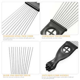 Lurrose 2 Stück Afro Pick Comb Frisur, Haarstyling, Friseursalon, Entwirrung, Zopf, Kamm für den Salon zu Hause, Haarzubehör