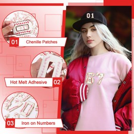 22Pcs Iron on Numbers Patches, Chenille Patches Gold Edges Baseball Iron on Patch Embroidered Applique for Jeans Bags Hat DIY Clothing Repair