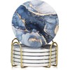 Rocwing Ceramic Drink Coasters with Cork Base Round Marble Style