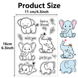CRASPIRE Cartoon Elephant Clear Rubber Stamps Cute Animals Words Funny Reusable Transparent Silicone Stamp Seals for DIY Scrapbooking Journaling Card Making Decor Photo Album Decorative