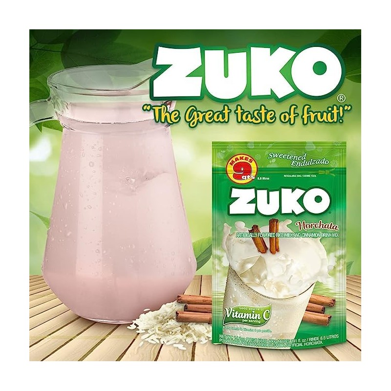 ZUKO Horchata Instant Powder Drink, Family Pack, No Sugar Needed,