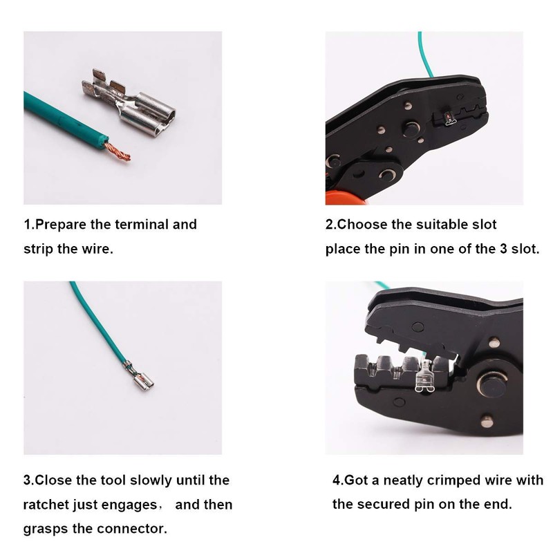Tnisesm SN-48B Crimping Tools,Ratcheting Wire Crimper AWG 26-16(0.5-1.5mm²) for Open