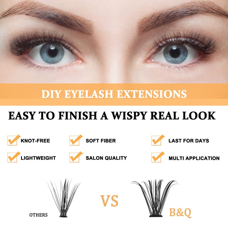Lash Clusters 30D+40D-D-9-15MIX B&Q Lash Individual Lashes 280 Clusters 20D