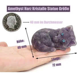AWARDSEN Cute Purple Resin Crystals Cats, 1 Piece Amethyst Cat Figure Ornaments, Stones Crystal Resin Kittens, Cat Statue for Cat Lovers