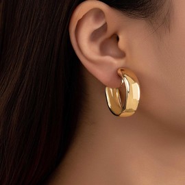 Inateannal Boho Hollow Circle Drop Earrings Gold Chunky Hoop Earrings Vintage Thick Circle Huggie Earrings Geometry Open Circle Earrings Jewelry for Women and Girls