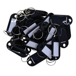 Colaxi 50pcs Colored Waterproof Plastic Key Fobs ID Tags Labels Key Rings - Black