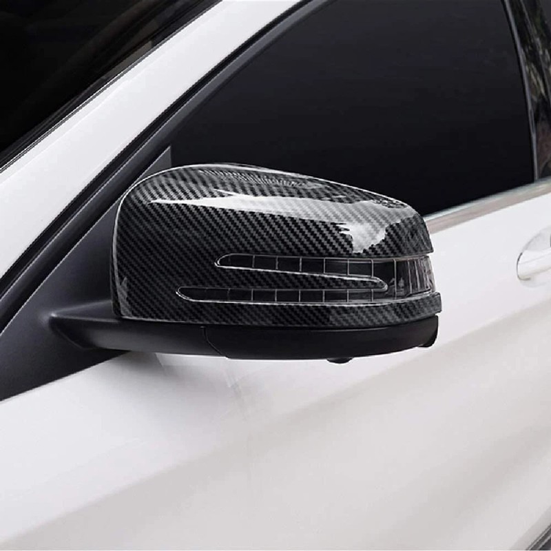 car-attention Carbon Fiber Rearview Mirror Cover Frame Cap For Benz