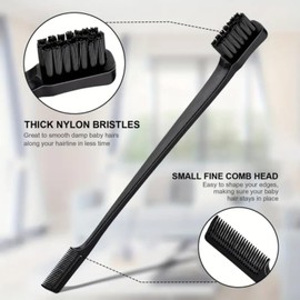 Gentle Edges Brush, Double-Sided Edge Bristles & Comb 2-in-1,(Colors may vary, One Brush) Same as Camryn's BFF