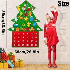 Diymood Christmas Tree Fabric Advent Calendar, DIY Felt Christmas Tree with 30pcs Set Wall Hanging Detachable Ornaments Xmas Gifts Friendly Home Countdown Cute Holiday Decoration