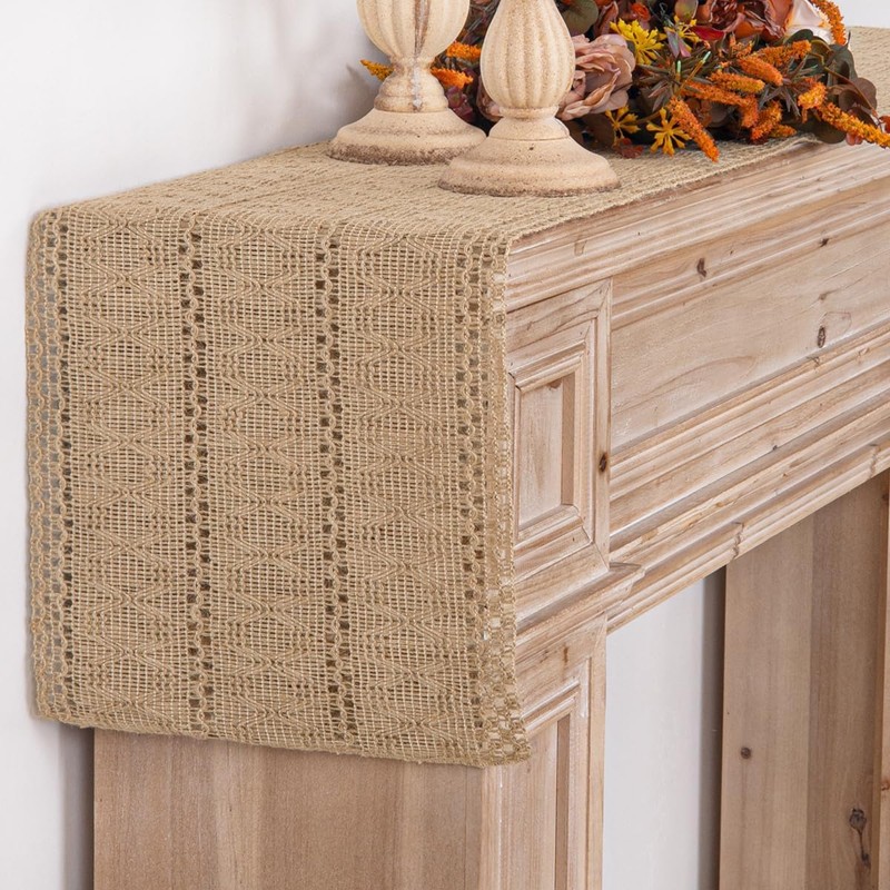 Dremisland Boho Table Runner Macrame Farmhouse 95 Inch Woven Burlap