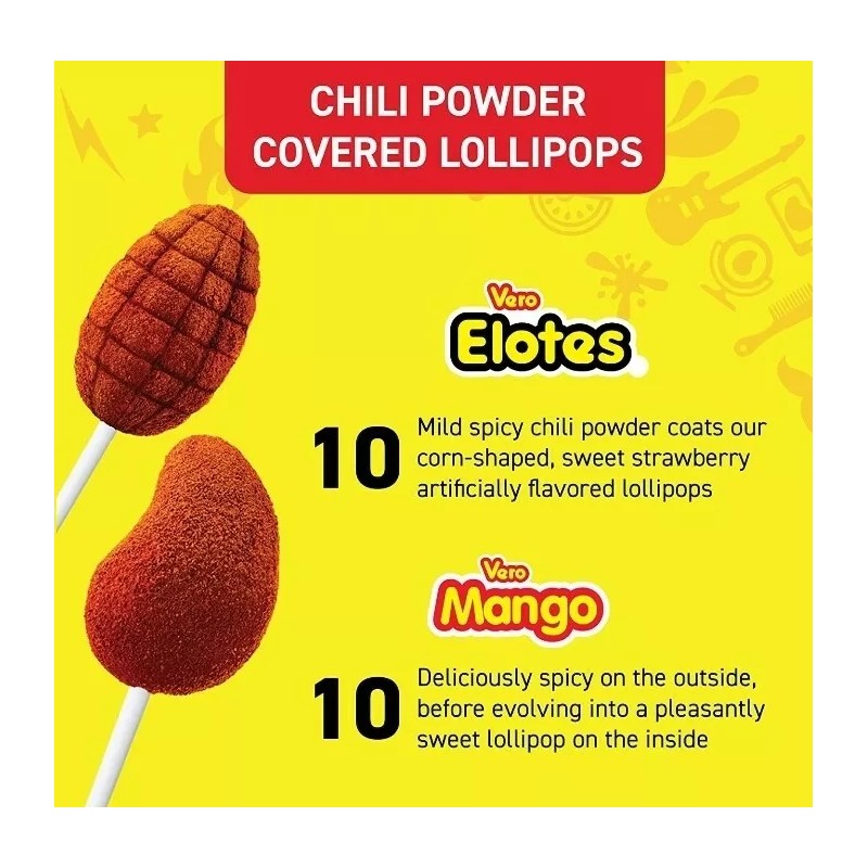 Vero Paletas Vero Mix Banda Fuego Lollipops total 40 Pieces