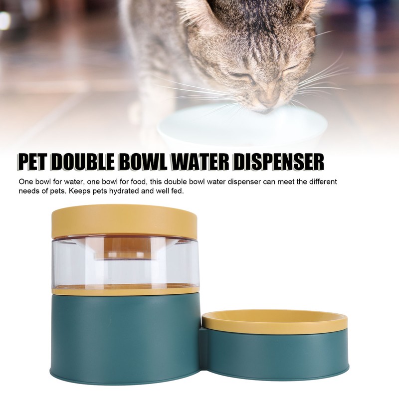 Pet Double Bowl Water Dispenser 1L Neck Protection Anti Tip