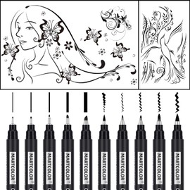 MARTCOLOR Calligraphy Pens, 10 Size Calligraphy Pens for Writing, Brush Pen Calligraphy Set for Beginners, Calligraphy Brush Pens, Hand Lettering Pen for Art Drawing, Sketching, Scrapbooking